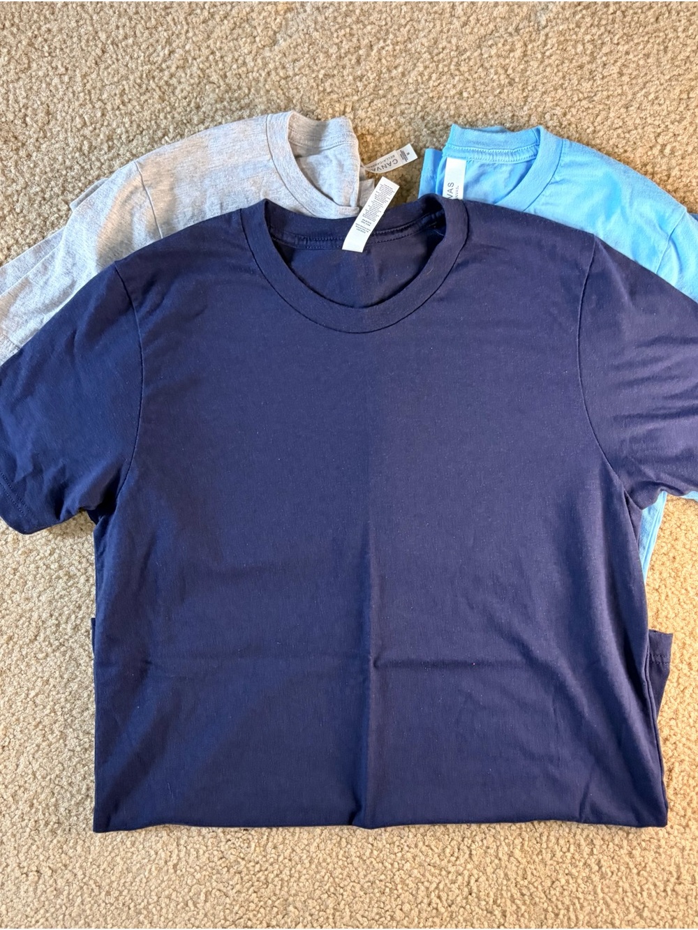 Bella Canvas women’s Short Sleeve Tees - Light Blue, Heather Gray & Navy - Picture 3 of 5